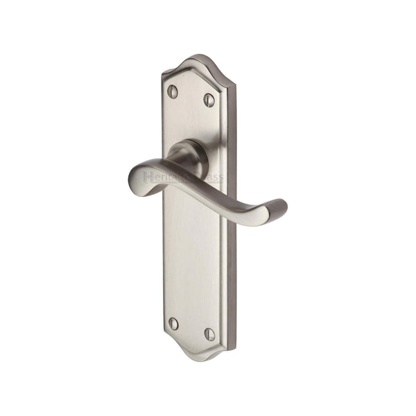 Heritage Brass Door Handle Lever Latch Buckingham Design Satin Nickel finish - W4210-SN - Choice Handles