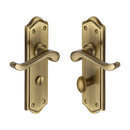 Heritage Brass Door Handle for Bathroom Buckingham Design Antique finish - W4220-AT - Choice Handles