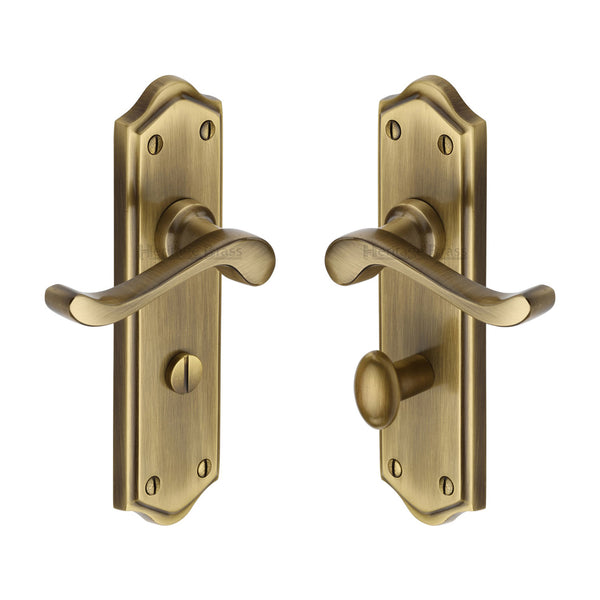 Heritage Brass Door Handle for Bathroom Buckingham Design Antique finish - W4220-AT - Choice Handles
