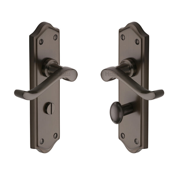 Heritage Brass Door Handle for Bathroom Buckingham Design Matt Bronze finish - W4220-MB - Choice Handles
