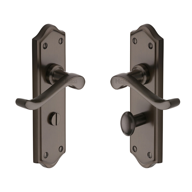 Heritage Brass Door Handle for Bathroom Buckingham Design Matt Bronze finish - W4220-MB - Choice Handles