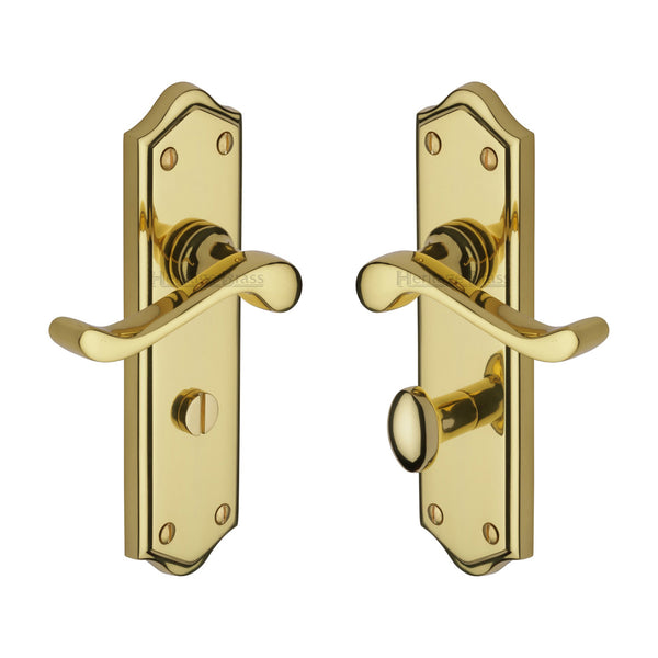 Heritage Brass Door Handle for Bathroom Buckingham Design Polished Brass finish - W4220-PB - Choice Handles