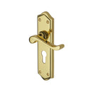 Heritage Brass Door Handle for Euro Profile Plate Buckingham Design Polished Brass finish - W4248-PB - Choice Handles