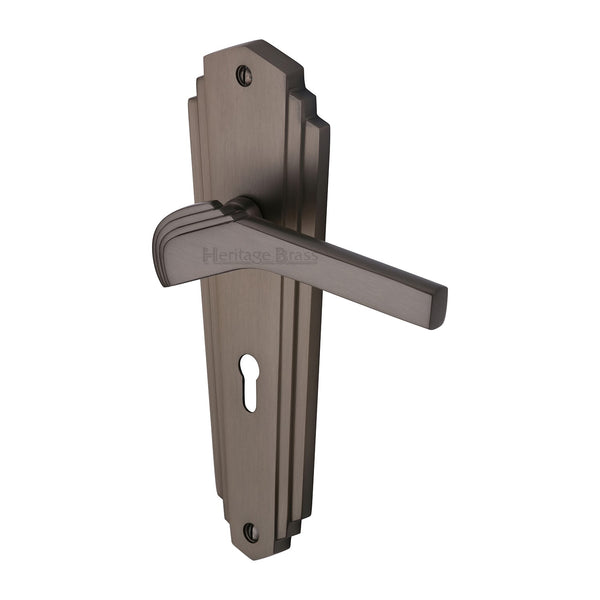 Heritage Brass Door Handle Lever Lock Waldorf Design Matt Bronze finish - WAL6500-MB - Choice Handles