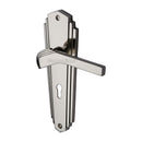Heritage Brass Door Handle Lever Lock Waldorf Design Polished Nickel finish - WAL6500-PNF - Choice Handles