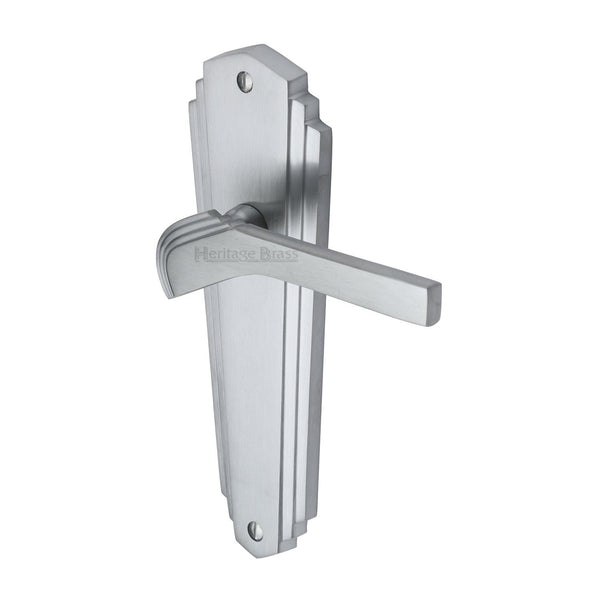 Heritage Brass Door Handle Lever Latch Waldorf Design Satin Chrome finish - WAL6510-SC - Choice Handles