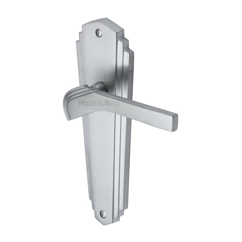 Heritage Brass Door Handle Lever Latch Waldorf Design Satin Chrome finish - WAL6510-SC - Choice Handles