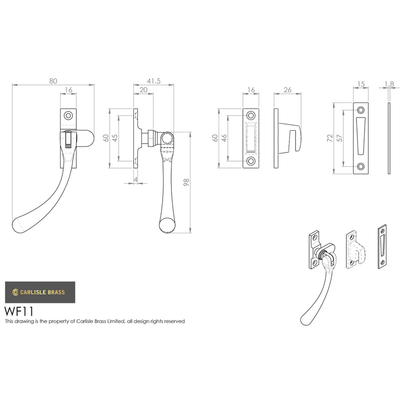 Carlisle Brass - Bulb End Casement Fastener - Polished Chrome - WF11CP - Choice Handles