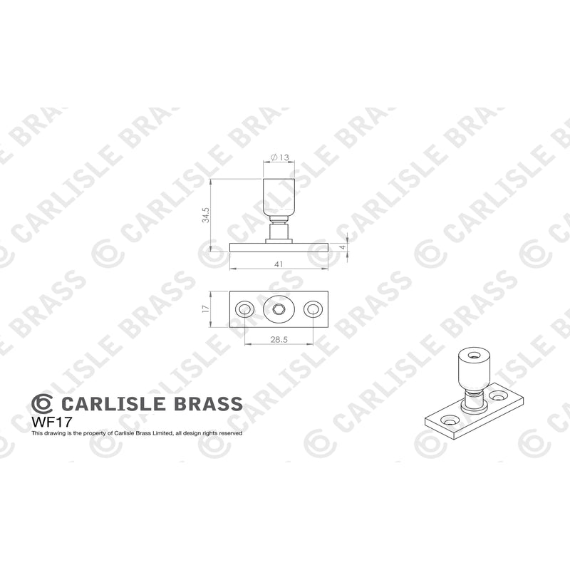 Carlisle Brass - Locking Casement Stay Pin - Polished Brass - WF17 - Choice Handles