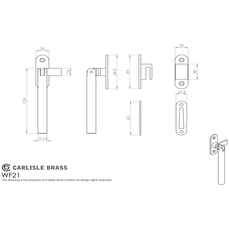 Carlisle Brass - Round Casement Fastener in Stainless Steel Grade 316 - Stainless Steel - WF21SSS - Choice Handles