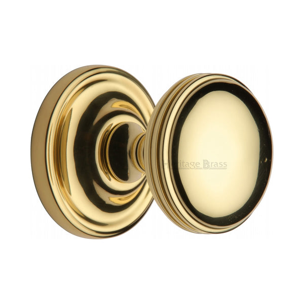 Heritage Brass Mortice Knob on Rose Whitehall Design Polished Brass finish - WHI6429-PB - Choice Handles