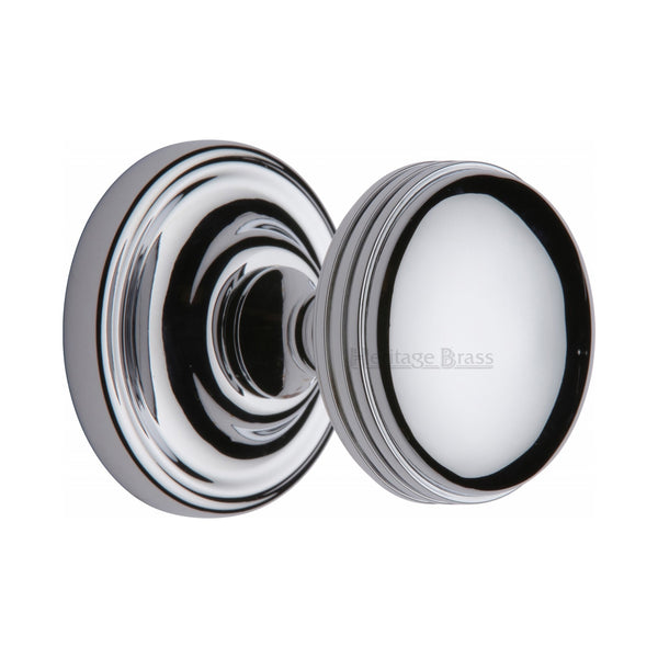 Heritage Brass Mortice Knob on Rose Whitehall Design Polished Chrome finish - WHI6429-PC - Choice Handles