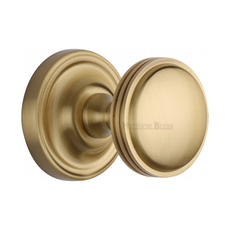 Heritage Brass Mortice Knob on Rose Whitehall Design Satin Brass finish - WHI6429-SB - Choice Handles