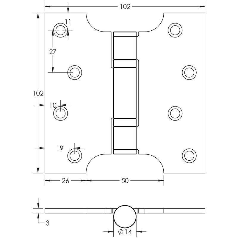 Jedo - Parliament Ball Bearing Hinge 102x102x3mm Satin Brass - J9449SB - Choice Handles