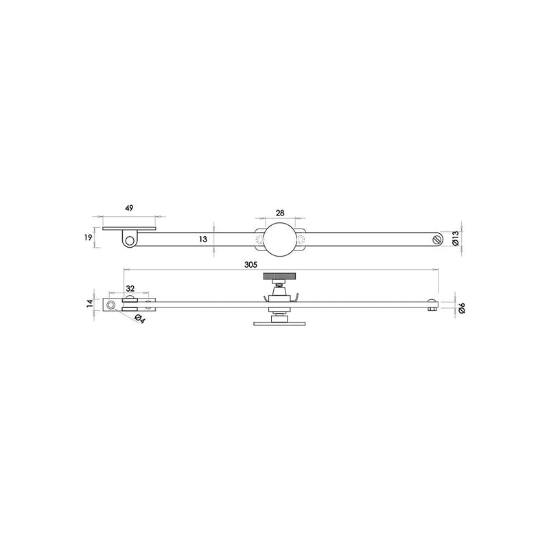 Frelan - Sliding Screw Down Window Stay (12") 350mm - Polished Brass - JV151PB