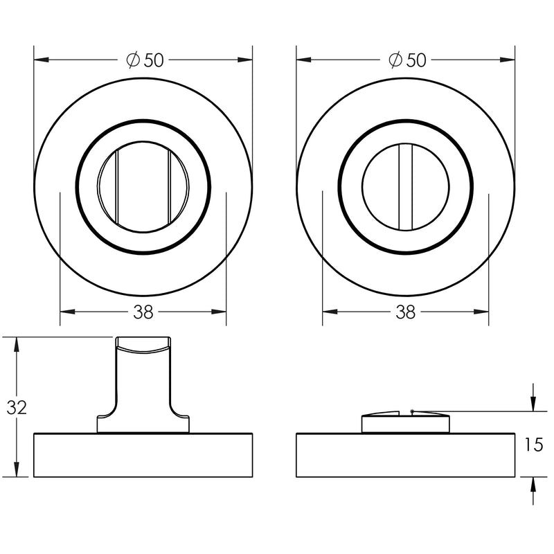 Frelan - Bathroom Turn & Release 50mm x 10mm - Satin Brass- JV2666SB