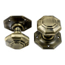 Prima - Flat Octagonal Mortice Door Knobs - Antique Brass - XL2004