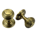 Prima - Concealed Fix Queen Ann Reeded Mortice Door Knob - Antique Brass - XL2030