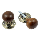 Prima - Rosewood Mushroom Wooden Door Knobs - Antique Brass - XL2035