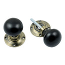 Prima - Ebony Mushroom Wooden Door Knobs - Antique Brass - XL2037
