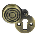 Prima - Reeded Covered Door Keyhole Escutcheon 40mm x 30mm - Antique Brass - XL283