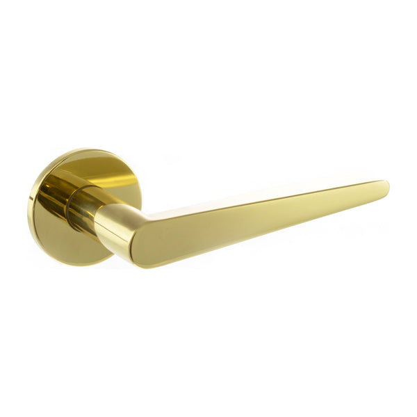 Tupai Exclusivo 5S Line Torrao Lever Door Handle on 5mm Slimline Round Rose - Raw Brass - XT1967R5SRB - Choice Handles