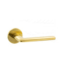 Tupai Exclusivo 5S Line Tavira Lever Door Handle on 5mm Slimline Round Rose - Raw Brass - XT3098R5SRB - Choice Handles