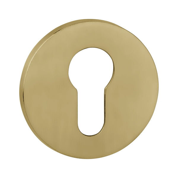 Tupai Exclusivo 5S Line Euro Escutcheons on 5mm Slimline Round Rose - Raw Brass - XTESCER5SRB - Choice Handles