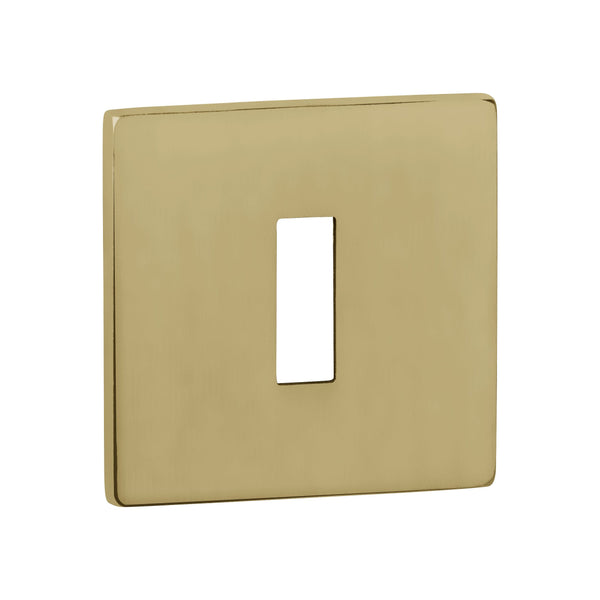 Tupai Exclusivo 5S Line Key Escutcheons on 5mm Slimline Square Rose - Raw Brass - XTESCKS5SRB - Choice Handles