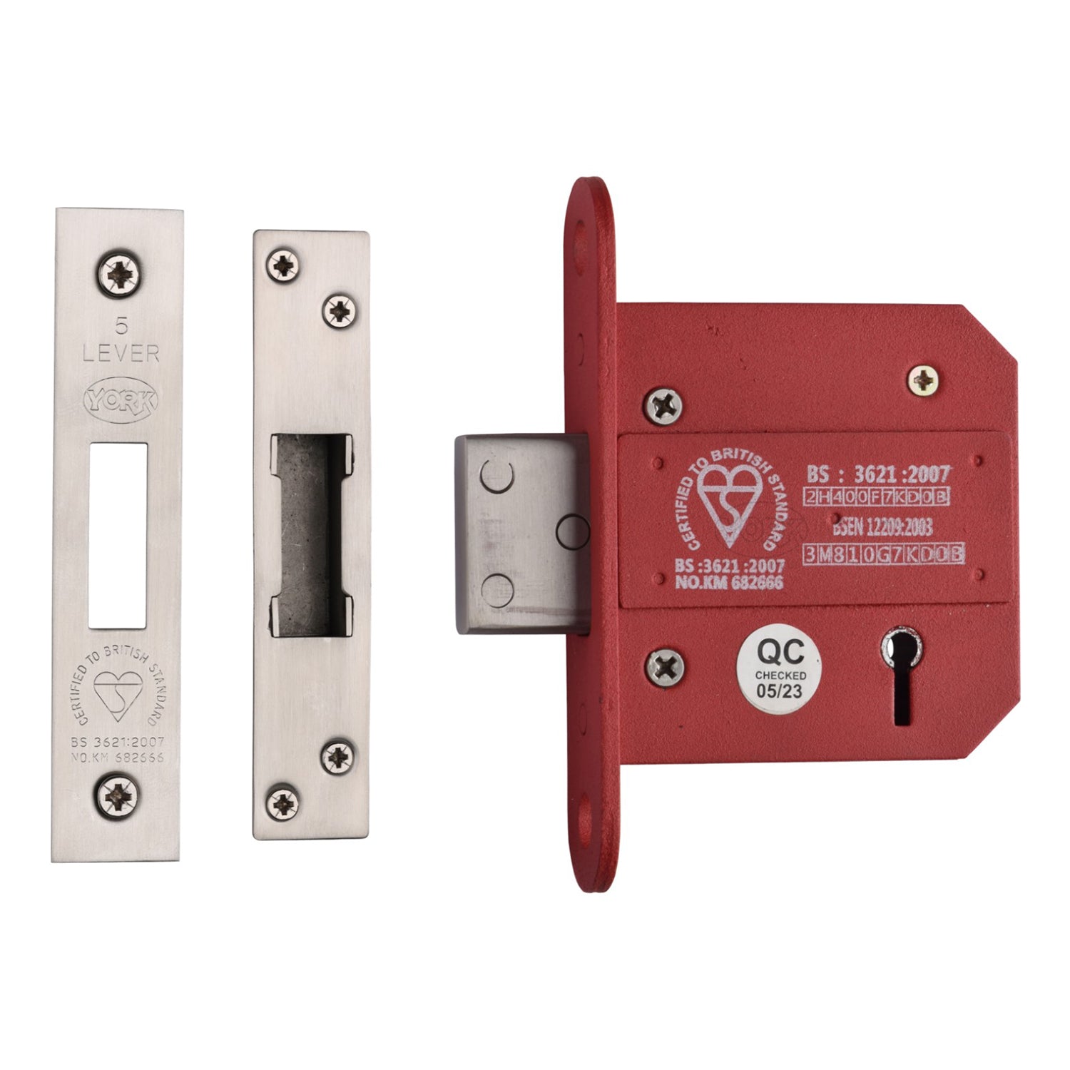 York British Standard 5 Lever Deadlock 3 Satin Chrome - YK BSDL39
