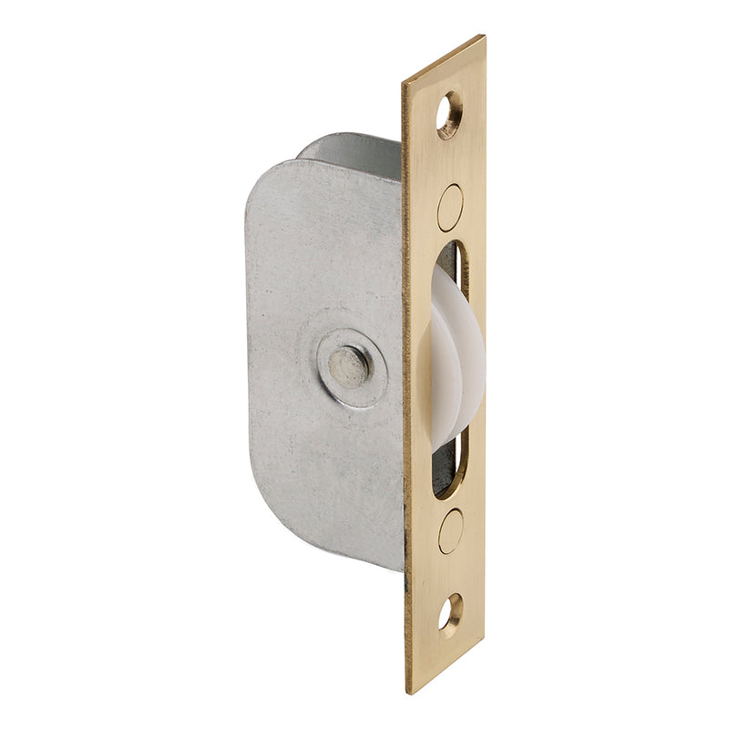 Carlisle Brass - Sash Window Axle Pulley No 2 Square Polished Brass Forend With Nylon Wheel - Polished Brass - AQ92