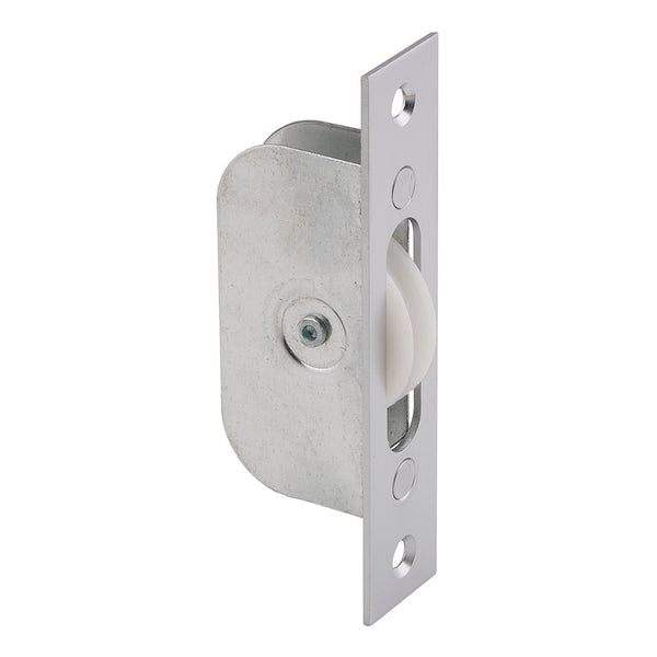 Carlisle Brass - Sash Window Axle Pulley No 2 Square Satin Chrome Forend With Nylon Wheel - Satin Chrome - AQ92SC