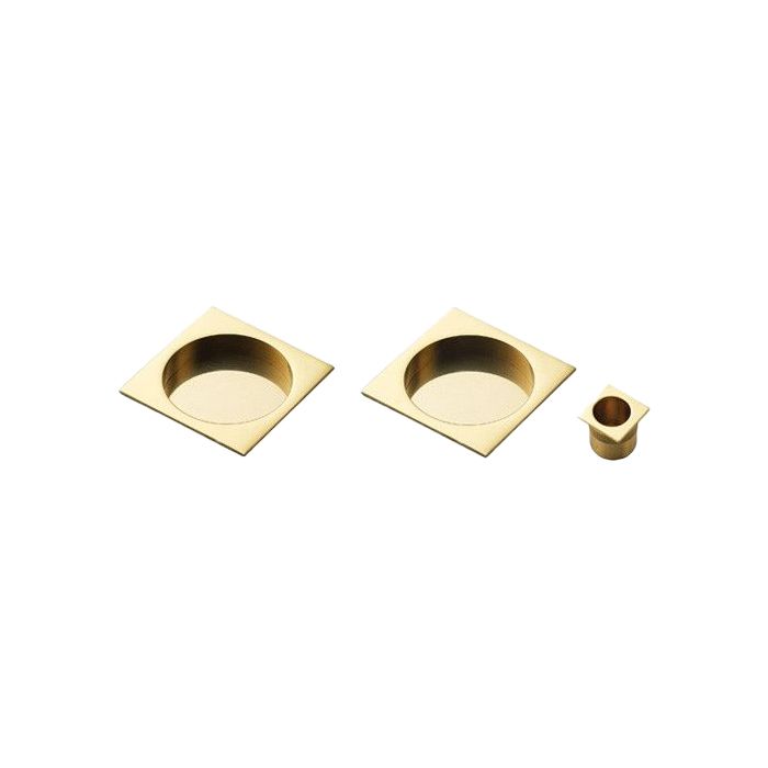 Manital - Square Sliding Door Rose with Flush Pull - Polished Brass - ART54AQ - Choice Handles
