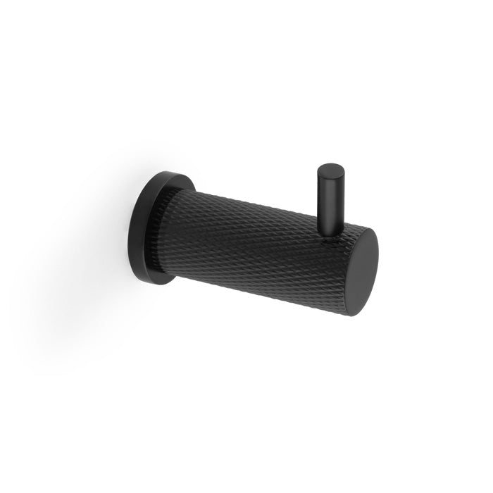 Alexander & Wilks Brunel Knurled Coat Hook - Black - AW775BL - Choice Handles