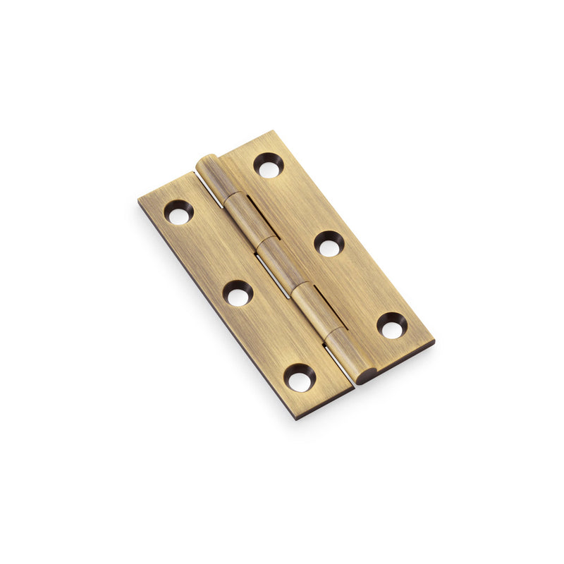Alexander and Wilks - Heavy Pattern Solid Brass Cabinet Butt Hinge 75mm - Antique Brass - AW075-CH-AB