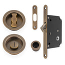 Alexander and Wilks Radius Sliding Door Lock Set - Antique Brass - AW110RAB - Choice Handles