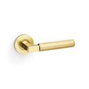 Alexander and Wilks - Hurricane Knurled Lever on Round Rose - Satin Brass PVD - AW200SBPVD - Choice Handles