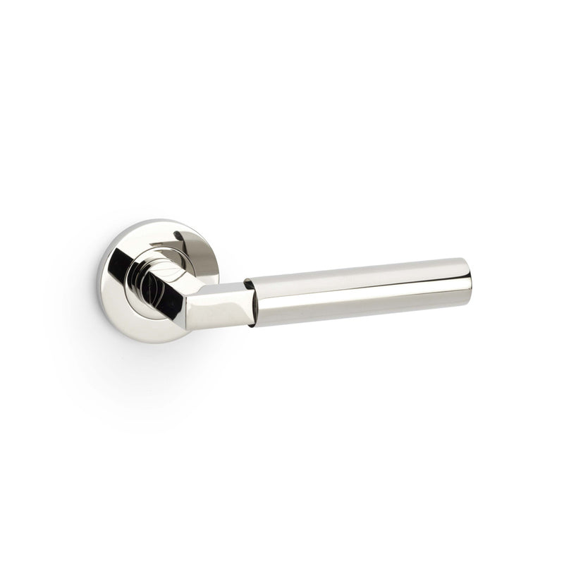 Alexander and Wilks - Hurricane Plain Lever on Round Rose - Polished Nickel PVD - AW201PNPVD - Choice Handles