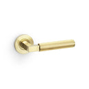 Alexander and Wilks - Hurricane Reeded Lever on Round Rose - Satin Brass PVD - AW202SBPVD - Choice Handles