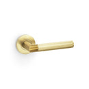 Alexander and Wilks - Harrier Knurled Lever on Round Rose - Satin Brass PVD - AW210SBPVD - Choice Handles