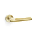 Alexander and Wilks - Spitfire Reeded Lever on Round Rose - Satin Brass PVD - AW222SBPVD - Choice Handles