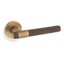 Alexander & Wilks Knurled Kingstone Lever on Round Rose - Antique Brass - AW240AB - Choice Handles