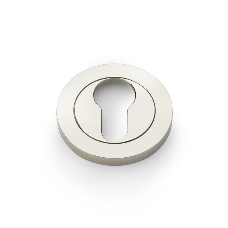 Alexander and Wilks Concealed Fix Round Escutcheon - PVD Polished Nickel - Euro Profile - AW390PNPVD