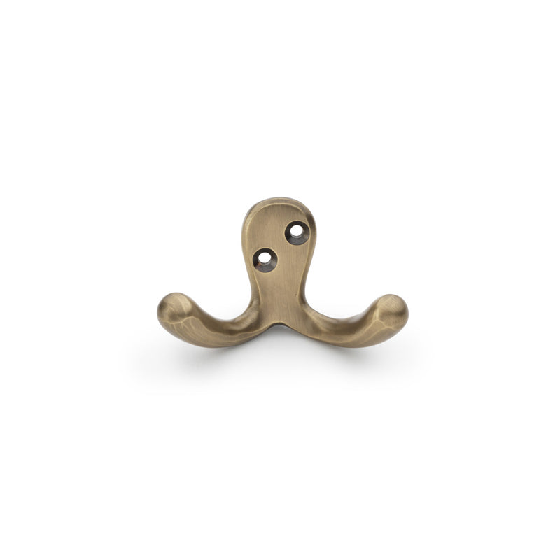 Alexander and Wilks - Victorian Double Robe Hook - Antique Brass - AW773AB - Choice Handles