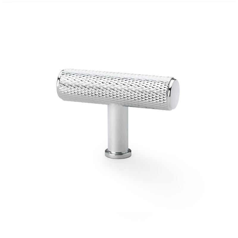 Alexander and Wilks - Crispin Knurled T-bar Cupboard Knob - Polished Chrome - 55mm - AW801-55-PC