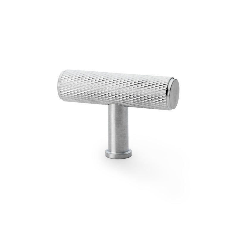 Alexander and Wilks - Crispin Knurled T-bar Cupboard Knob - Satin Chrome - 55mm - AW801-55-SC
