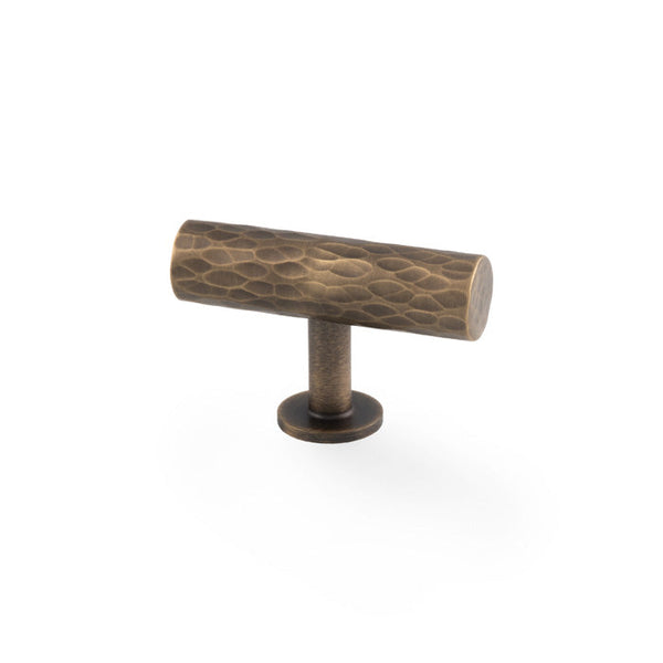 Alexander and Wilks - Leila Hammered T-Bar Knob - Antique Brass - AW804-55-AB