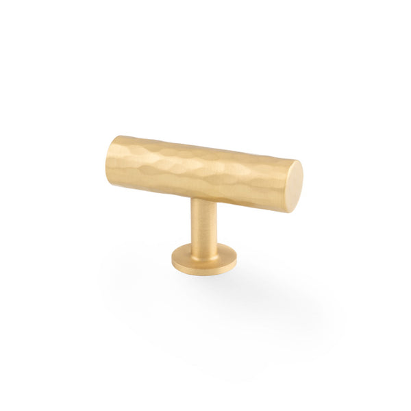 Alexander and Wilks - Leila Hammered T-Bar Knob - Satin Brass - AW804-55-SB