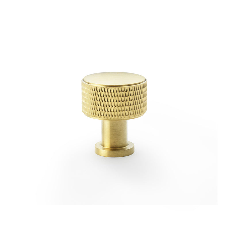 Alexander and Wilks -  Lucia Knurled Cupboard Knob - Satin Brass PVD - 29mm - AW807K-29-SBPVD