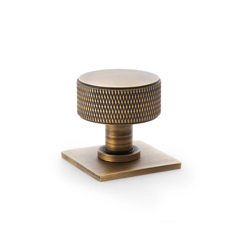 Alexander and Wilks -  Lucia Knurled Cupboard Knob - Antique Brass - 35mm - AW807K-35-AB